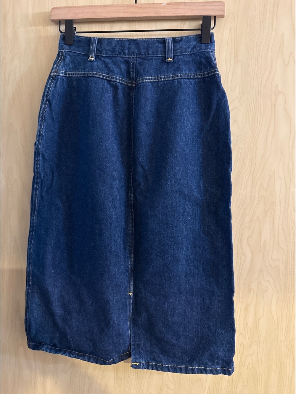 1980s denim midi skirt dark wash high waisted size 2 - Picture 2 of 2